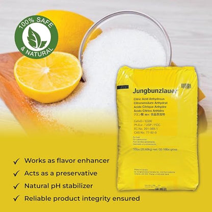 Citric Acid – USP Anhydrous Fine Granular – Food and Pharmaceutical Grade Organic Acid – Natural Flavor Enhancer and pH Adjuster – Ideal for Food, Cosmetic, and Cleaning Applications Canada (50 lb) - size: 50 Pounds