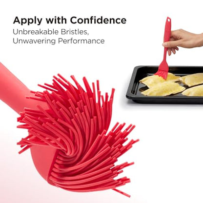 Kitchen Mama WaltzGrip Platinum Silicone Basting Pastry Brush, Red | Heat-Resistant, For Cooking, Baking, Grilling, Spreading Oil or Butter, Dishwasher-Safe - color: Red