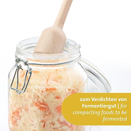 Westmark Potato & Herb Masher - Heavy Duty Hand Masher Ideal for Potatoes, Sauerkraut and Fermenting Proofing, Effortless Application - Beech Wood - size: Länge: 29,5 cm