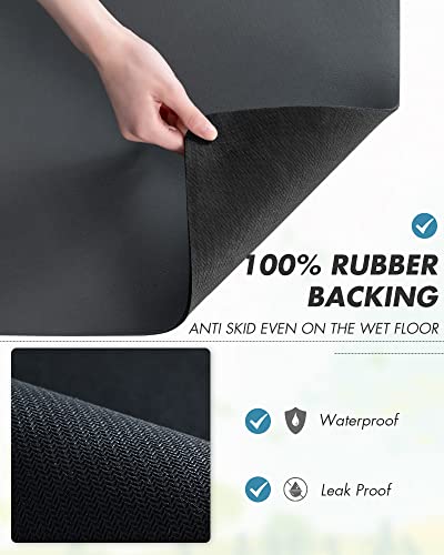 AMOAMI-Coffee Mat Hide Stain Rubber Backed Absorbent Dish Drying Mat for Kitchen Counter-Coffee Bar Accessories Fit Under Coffee Maker, Espresso Machine, Pot, Dish Rack,16"x24" Dark Grey - size: 16"X24"