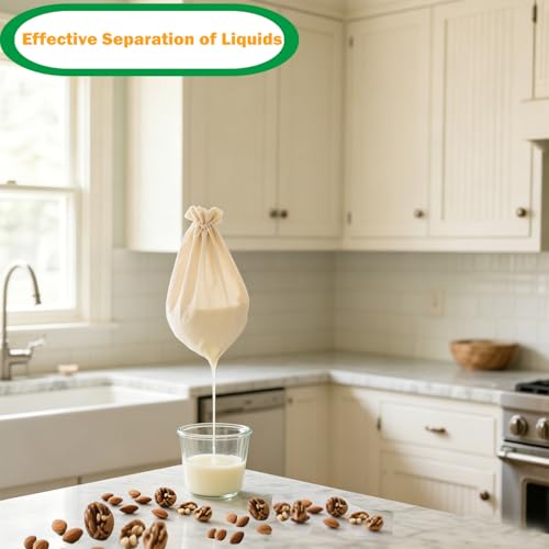 Nut Milk Bag - Cheese Cloths Reusable Cheesecloth Strainer for Almond | 2 Pack XXL 16"x16",Unbleached Natural Cotton,/Oat/Soy Milk, Juice, Cold Brew Coffee, Yogurt, Wine, Soup | Triple Stitched - size: 16" x 16"