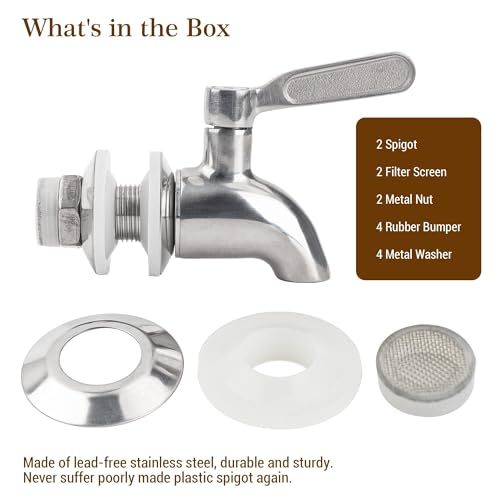 Stainless Steel Spigot for Beverage Dispenser, Water Dispenser Replacement Part, Outdoor Water Faucet for Sun Tea Jar, Party, Camping (2 Pack) - size: 2 Pack