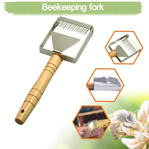TopHomer Beekeeping Uncapping Fork Stainless Steel Honeycomb Honey Fork Knife 2 in 1 Beekeeping Tool Easy to Use