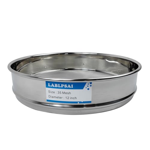 35 Mesh Lab Sieves 12" Diameter 304 Stainless Steel Wire Cloth Test Sieve for Industrial Laboratory Home - size: 35 mesh