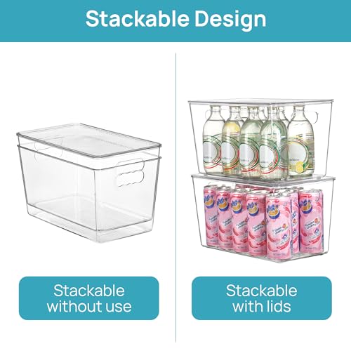Vtopmart 8 Pack Clear Stackable Storage Bins with Lids,XLarge Plastic Containers with Handle for Pantry Organizer and Storage,Perfect for Kitchen,Fridge,Cabinet, Closet,Bathroom Organization - size: XL(13"L x 7.4"W x 7"H)