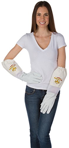 Goatskin Beekeeping Gloves (Large) for Men & Women Elastic Sting Proof Canvas Cuffs Ventilated for Comfort Goat Skin Leather Apiary Bee Gloves Ideal for Professional or Beginning Beekeeper - size: Large