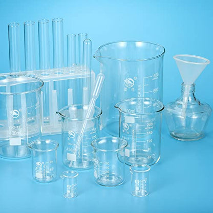 PATIKIL 400ml Low Form Glass Beaker, 3.3 Borosilicate Glass Graduated Printed Scale Measuring Cups with Spout for Kitchen Lab Liquids Transit Boiling - size: 400ml
