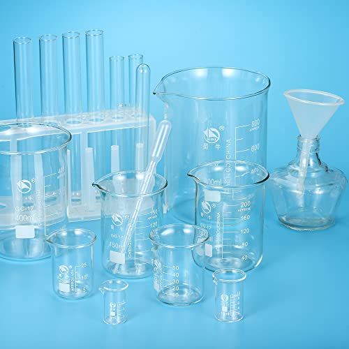 PATIKIL 250ml Low Form Glass Beaker, 3.3 Borosilicate Glass Graduated Printed Scale Measuring Cups with Spout for Kitchen Lab Liquids Transit Boiling - size: 250ml