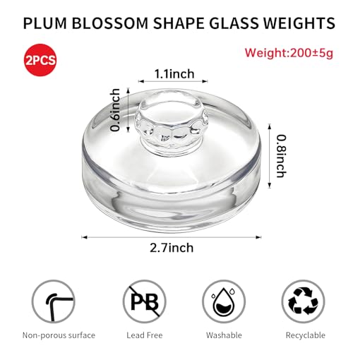 2Pcs Fermentation Glass Weights for Wide Mouth Jars - Pickle Bottles with Sealing Lids for Efficient Fermenting - Durable, Transparent Fermenting Lids and Weights for Sauerkraut (B Flower) - size: B Flower