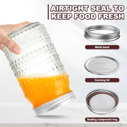 Wide Mouth Mason Jars 32oz, 4 Pack Quart Mason Jars with Lids, Glass Canning Jars for Pickling, Storing Food, Meal Prep, Salad Jam, Overnight Oats, Yogurt