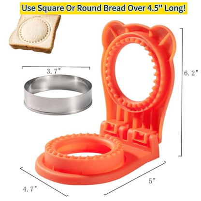 CHICHAUS Uncrustable Sandwich Maker,Sandwiches Pocket Circle Shape 3.7Inch Sandwich Cutter and Sealer,Sandwich Cutter for Kids Breakfast and lunchboxes (Orange) - color: Orange