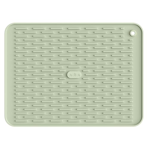 ME.FAN Silicone Dish Drying Mat for Kitchen Counter, Dish Drying Pad for Sink, Refrigerator or Drawer, Countertop Protection Pad M - 16''×12'' - Desert Sage - size: 12" x 16"