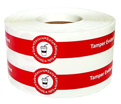 Tamper Evident Seals Stickers for Drink Lids Food Delivery Safety Labels | Waterproof Vinyl Tamper Proof Freshness Stickers for Coffee Shop Bakery Small Business Takeout Cups Secure Seal
