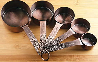 Copper Measuring Cups and Spoons Set, Metric & US Stainless Steel 5 Measuring Cups and 6 Measuring Spoons for Baking & Kitchen - color: A1: Copper-13 Pieces