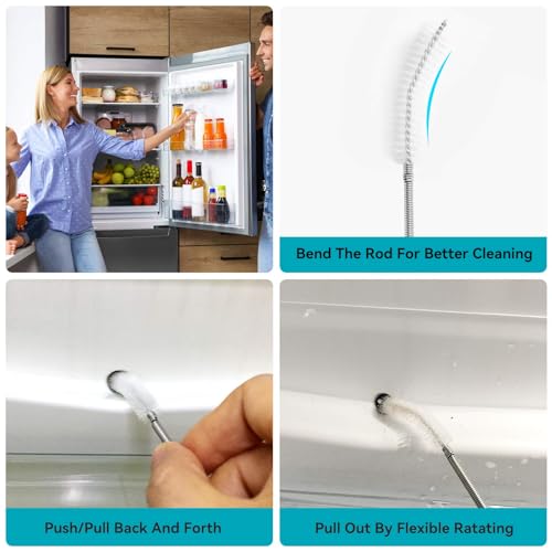 2 Pack 80 Inch Flexible Drain Brush, Sunroof Drain Cleaning Tool for Ice Maker, Refrigerator & AC Drain Line - style: 80 IN