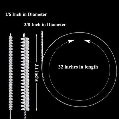 4 Pieces Feeding Tube Brushes, Long Pipe Cleaners Straw Cleaning Brushes, 32 Inches Long with Soft Nylon Bristles Head, Suitable for Cleaning Feeding Tubes - size: 1/6 Inch and 3/8 Inch Diameter