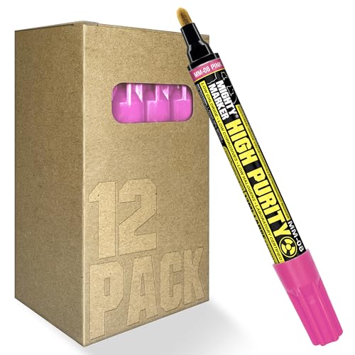 High Purity MM-08 Dual Tip Marker, 13ml Lab-Tested Paint, Dual Cone/Chisel Tip, Low Corrosive, Low Halogen & Chloride, Certificate & Lab Analysis Included, Made in USA - Pink 12 Pack - color: Pink