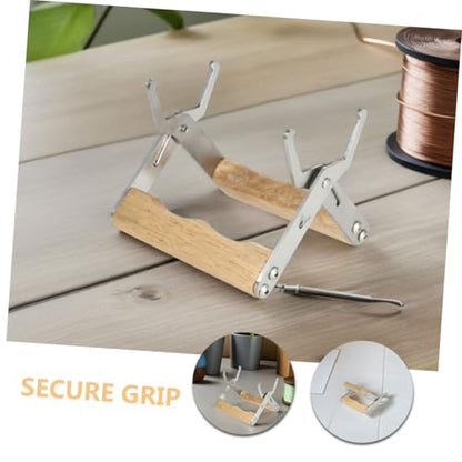 DOITOOL 4pcs Beekeeping Frame Grip Clamp Stainless Steel Hive Lifter Tool with Wood Handle for Beehive Inspection and Honey Harvesting