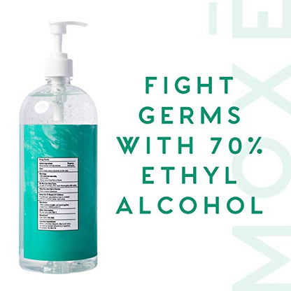 MOXE Premium Eucalyptus & Mint Hand Sanitizer Value Pack - Calming Moisturizing Waterless Antiseptic Cleanser with 70% Ethyl Alcohol, Aloe Vera & Essential Oils - Fights Germs & Bacteria - 4 x 32oz