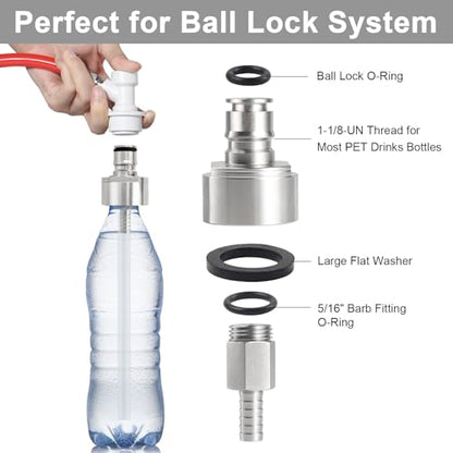 MRbrew 5 Feet Gas Line Ball Lock Keg Fitting Carbonation Cap Kit, Ball Lock Disconnect with Stainless Steel 5/16'' Draft Beer Barb Kegerator PVC Tubing Co2 Hose fit Soda Bottle Homebrew - size: 5Ft CO2 line kit with carbonation cap