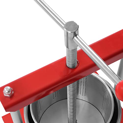 Cheese Fruit Wine Manual Press Machine 6L/1.6gal Stainless Steel Barrels Honey Presser w/T-shaped Handle Fruit Press Making Equipment for Pressing Juice, Vegetable, Wine, Cider (6L/1.6gal) - size: 6L/1.6gal