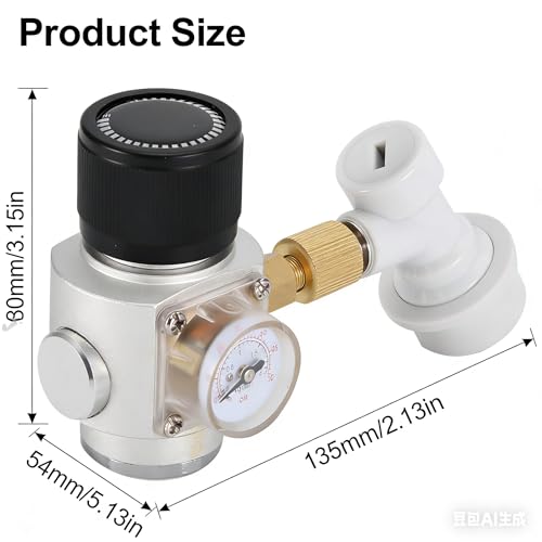 3/8 Inch Mini CO2 Regulator 0-30 PSI with Ball Lock Disconnect - Portable Gas Pressure Regulator for Homebrew Beer Kegging, Soda Maker