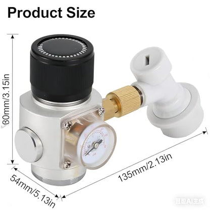 3/8 Inch Mini CO2 Regulator 0-30 PSI with Ball Lock Disconnect - Portable Gas Pressure Regulator for Homebrew Beer Kegging, Soda Maker