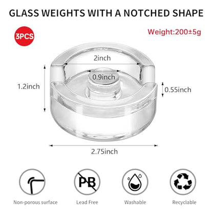 3Pcs Fermentation Glass Weights for Wide Mouth Jars - Pickle Bottles with Sealing Lids for Efficient Fermenting - Durable, Transparent Fermenting Lids and Weights for Sauerkraut, (D Gap) - size: D Gap