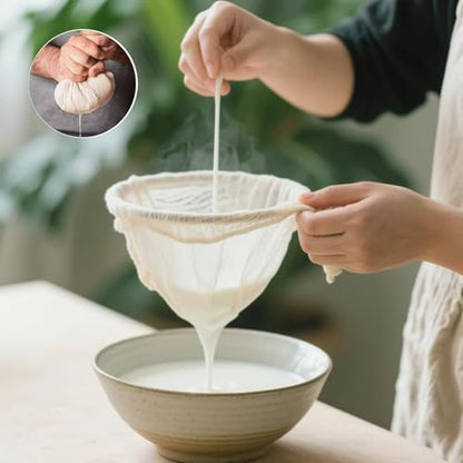 Nut Milk Bag, 4 Pcs 12"x12" Cheese Cloths Bag for Straining,Natural Unbleached Cotton Reusable Cheese Cloth Bag for Oat Almond Milk, Cheese Making, Yogurt, Juice, Cold Brew Coffee, Beer Tea