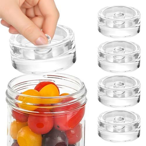 Xileanalee Fermentation Weight Glass 4 Pack for Wide Mouth Mason Jar-Easy Grip Handle Fermenting Weights for Pickling -7Oz 2.75inch Canning Weights for Fermenting - color: clear