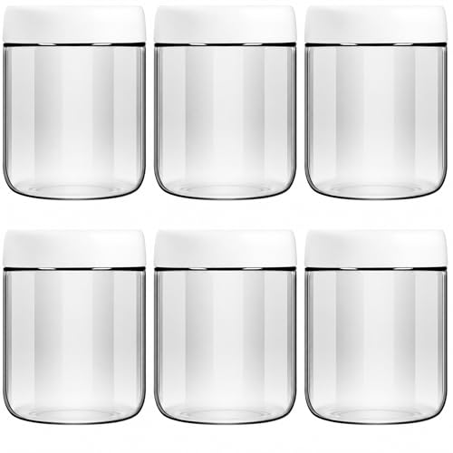 EONJOE 6-Pack 16oz Glass Jars with Lids for Food Storage Meal Prep Airtight - size: 16oz-6pack-white