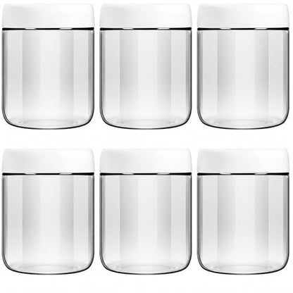 EONJOE 6-Pack 16oz Glass Jars with Lids for Food Storage Meal Prep Airtight - size: 16oz-6pack-white