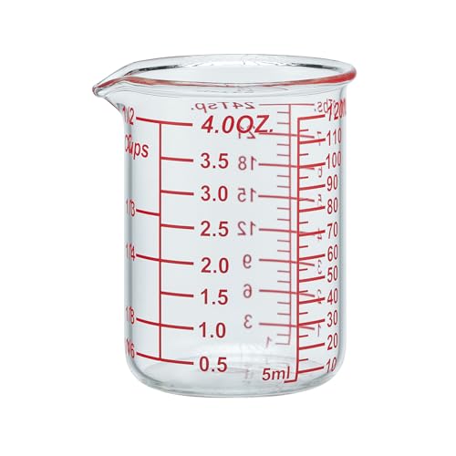 120 ML/4OZ High Borosilicate Glass Measuring Cup-V-Shaped Spout,Glass Measuring Beaker for Kitchen or Restaurant, Easy to Read(SINGLE) - size: 120 ML (4 Oz)-SINGLE