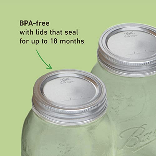 Ball Regular Mouth Quart (32 oz) Mason Jars with Lids and Bands - size: 8 Pack, style: Regular Mouth
