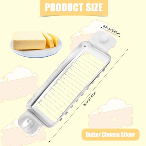 lasuroa Butter Slicer Cutter, Stainless Steel Ergonomic Cheese Slicer Cheese Even Stick Slicing Tool for Portion Control Cheese Wire Slicer with Portable Grip for Food Square Block Butter(Silver) - style: Butter Slicer (with Portable Grip)