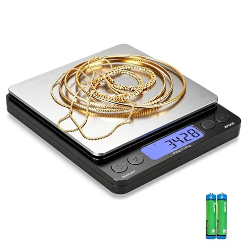 SKEAP Digital Jewelry Scale – 500g x 0.01g Precision Gold Scale for Jewelers & Collectors, Digital Coin Scale with Backlit LCD, Tare Function– Ideal for Gemstones, Bullion & Coins.