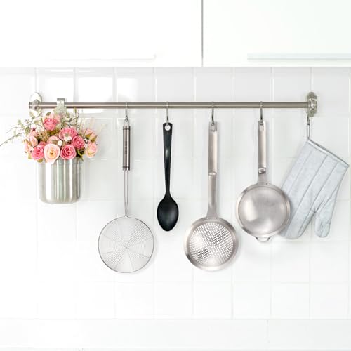 3 Pieces Spider Strainer Skimmer Spoon Set, Fine Mesh Stainless Steel Sieve Food Strainers, Large Hole Slotted Colander Frying Spoons, Strainer Ladle Wire Skimmer Spoon with Handle for Kitchen