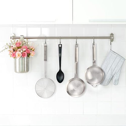 3 Pieces Spider Strainer Skimmer Spoon Set, Fine Mesh Stainless Steel Sieve Food Strainers, Large Hole Slotted Colander Frying Spoons, Strainer Ladle Wire Skimmer Spoon with Handle for Kitchen