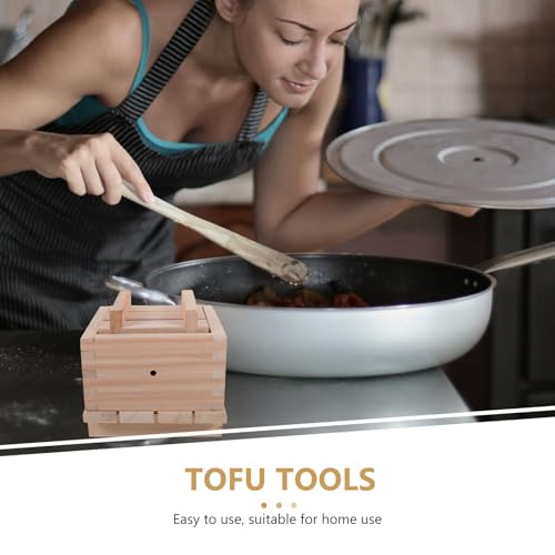 GANAZONO Wooden Homemade Tofu Press Mold Box for 2-3 Lbs Bean Curd Making, Kitchen Soybean Curd Presser Tool without Press Rod, DIY Tofu Maker for Home Cooking