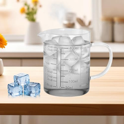 400ml/13.52oz Microwave Safe Glass Measuring Cup | Heat Resistant Borosilicate, V-Shaped Spout, Clear Scale, Multipurpose for Kitchen, Coffee & Yogurt(400ml/13.52oz) - size: 400ML