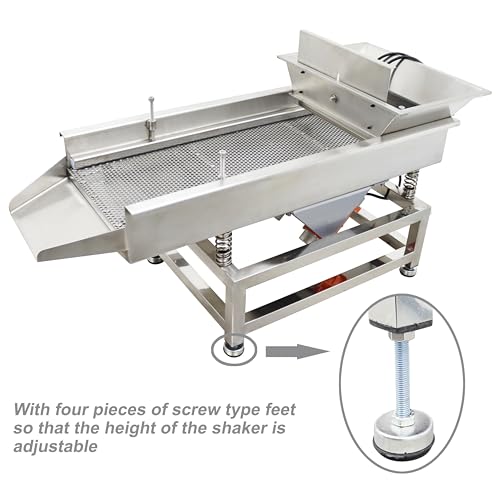 TECHTONGDA Straight Vibrating Sieve Screen Shaker Electric Linear Sifter Machine Stainless Steel One Layer Two Motors 5mm Round Hole Screen Size 11.8×31.5inch 110V - size: 5mm