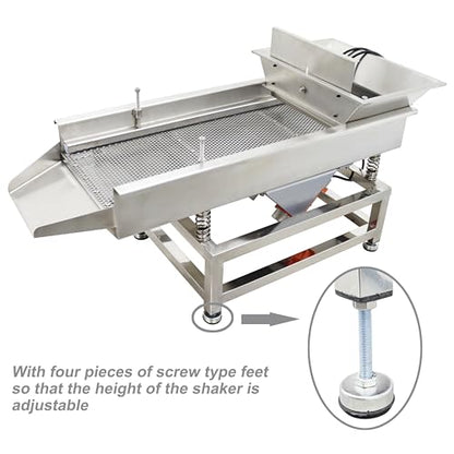TECHTONGDA Straight Vibrating Sieve Screen Shaker Electric Linear Sifter Machine Stainless Steel One Layer Two Motors 5mm Round Hole Screen Size 11.8×31.5inch 110V - size: 5mm