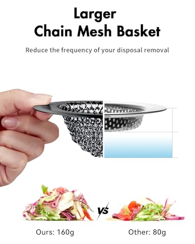 Wokdada Black Kitchen Sink Strainer, Flippable Mesh Sink Drain Strainer, 304 Stainless Steel Sink Screen, Easy Clean Large Basket Strainer, Garbage Disposal Cover Fit for Standard Kitchen Drain - color: Black