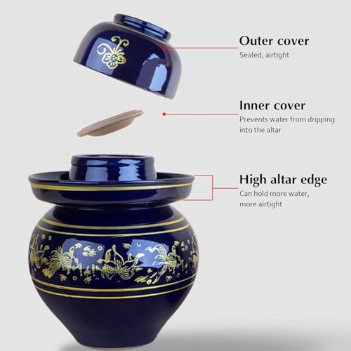 Traditional Chinese Porcelain Pickle Jar, Fermentation Crock Pickling Pot, Fermenting Jar With Lid, Stoneware Fermenter(11kg) - size: 11kg