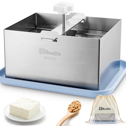 Tofu Press Stainless Steel, Paneer Maker with Tofu Press Cloth and Drip Tray, Improves Tofu Flavor and Texture, for Homemade Tofu, Paneer Press and Cheese Press, Multi-Functional Kitchen Tool（Blue） - color: Blue