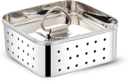 Stainless Steel Paneer Maker Mould Press with Lid, 500ml Square Tofu Press, Homemade Cheese Strainer Box Set, 12.5cm