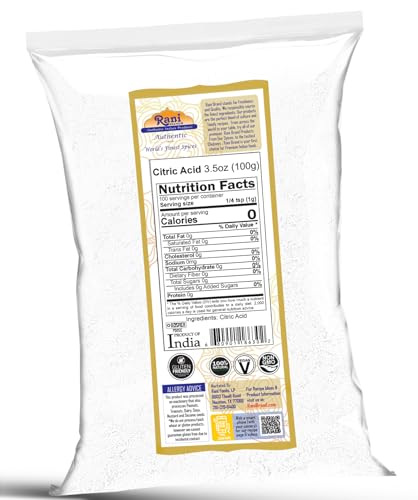 Rani Citric Acid Powder, Food Grade (Limbu Ka Ful) 3.5oz (100g) ~ Used for Cooking, Bath Bombs, Cleaning | Gluten Friendly | Indian Origin - size: 3.5 Ounce (Pack of 1)