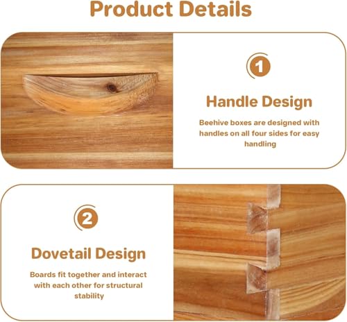 Bee Hive Box 10 Frame-Bee Hive Boxes with Honey Spout,Langstroth Beehive Box,Wax-Coated Complete Honey Bee Hives Boxes Starter Kit with Deep & Medium Boxes