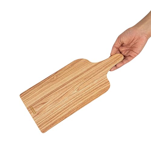 Restaurantware Cater Tek 11.8 x 7 Inch Charcuterie Boards 10 Faux Wood Cheese Boards - WIth Handle Stackable Paper Cardboard Charcuterie Boards Disposable For Serving At Catered Events