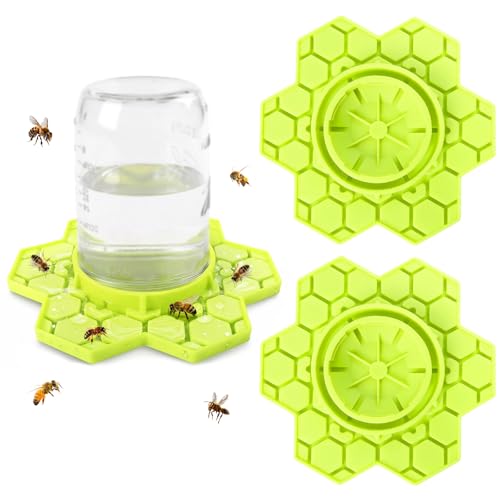 2 Pack Bee Feeder for Mason Jar, Silicone Bee Watering Station, Compatible with Regular and Wide Mouth, Bee Feeders for Hives, Beekeeping Supplies, Bee Waterer for Outside Garden(Yellow) - color: Yellow-2pack